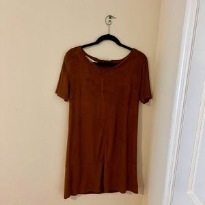 Brown Suede Shift Dress by Bishop and Young